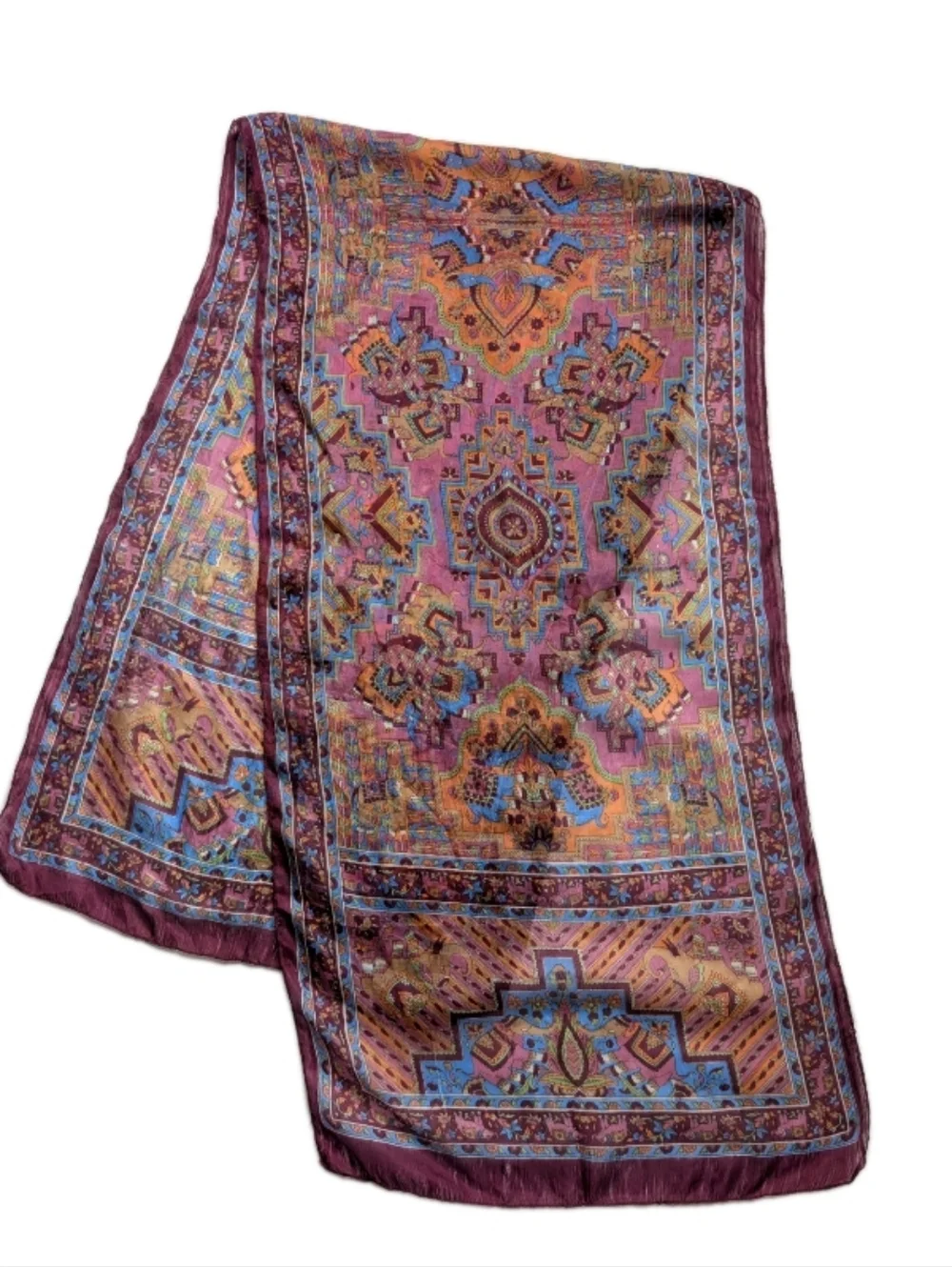 Pure Silk Indian Scarf Elephant Floral Geometric Print
